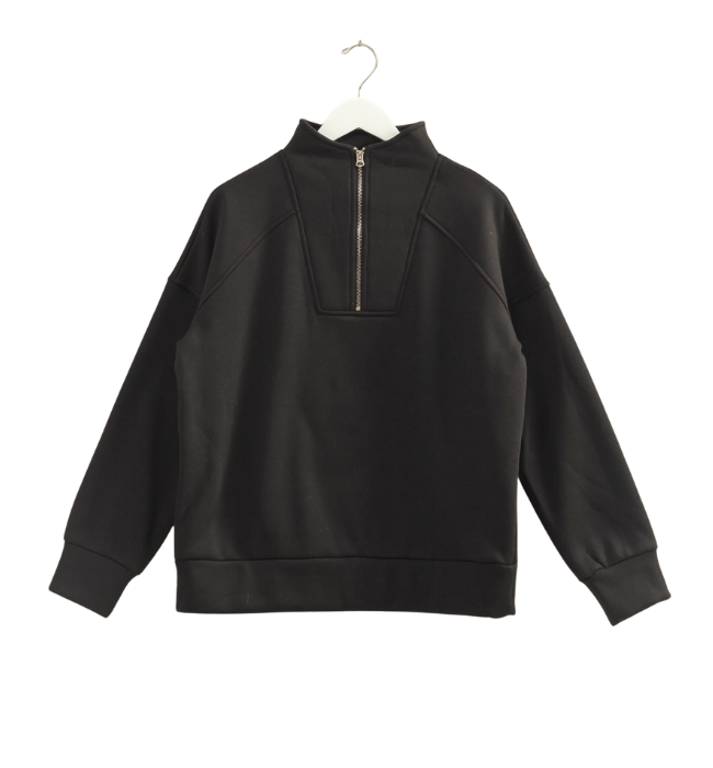 Stelle Black Zipper Front Pullover
