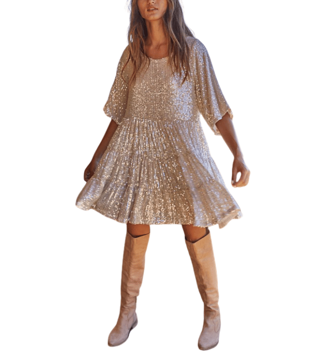 Sequin Babydoll Dress