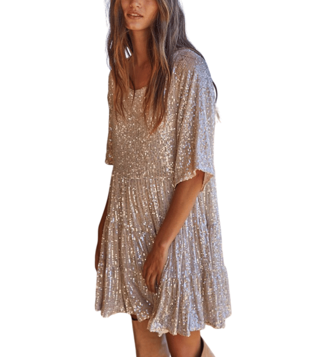 Sequin Babydoll Dress