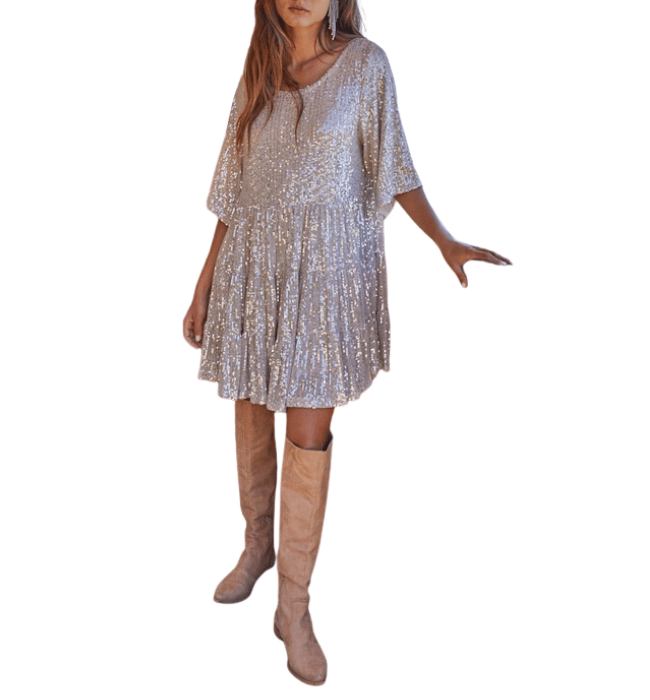 Sequin Babydoll Dress