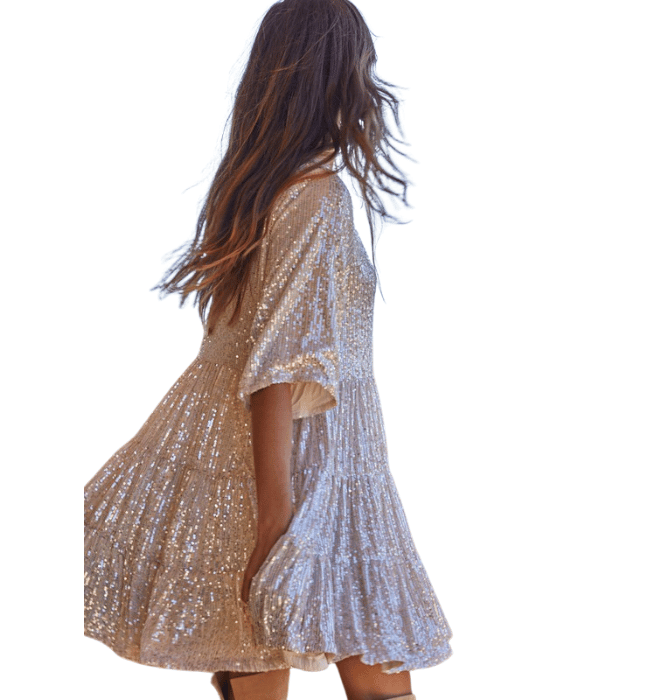 Sequin Babydoll Dress