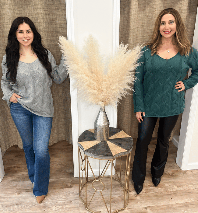 Cable V Neck Sweater