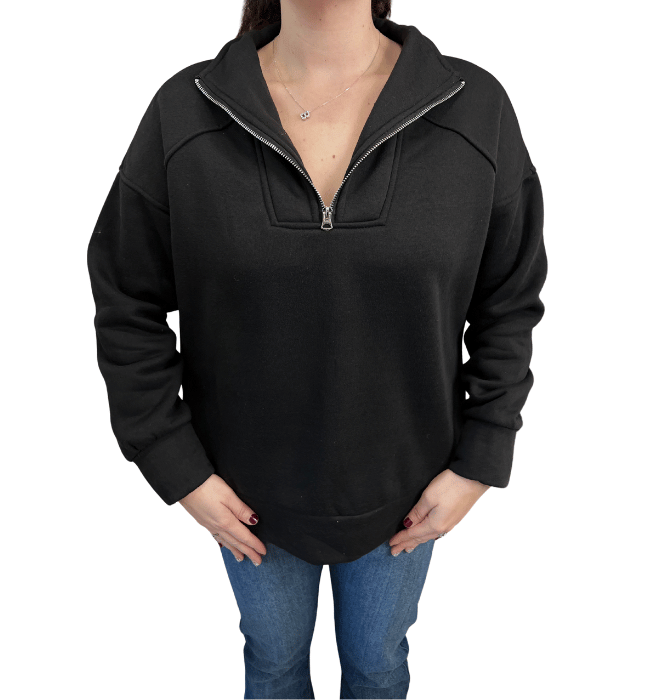 Stelle Black Zipper Front Pullover