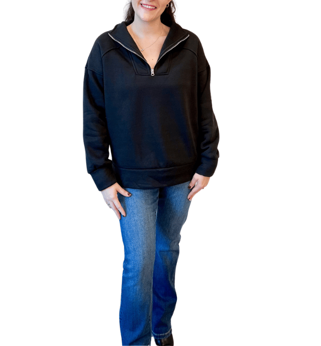 Stelle Black Zipper Front Pullover