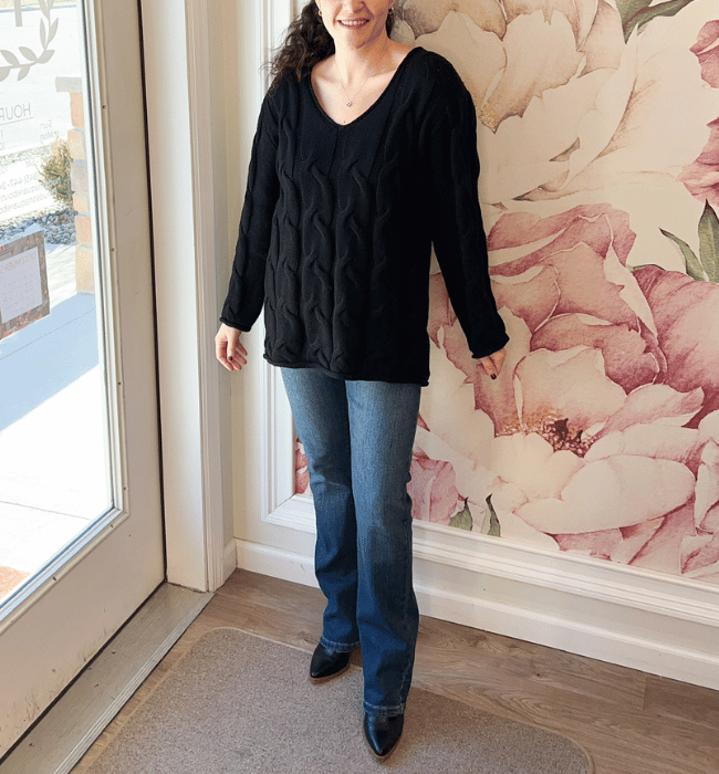 Cable V Neck Sweater