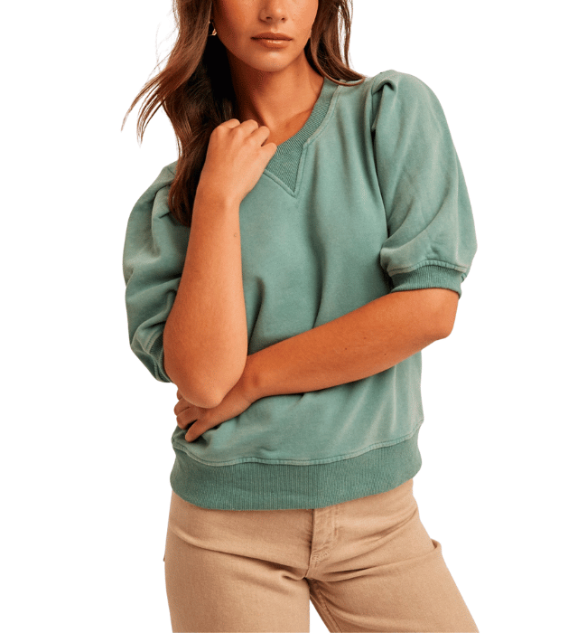 Pleated Puff Sleeve Top