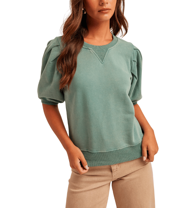 Pleated Puff Sleeve Top