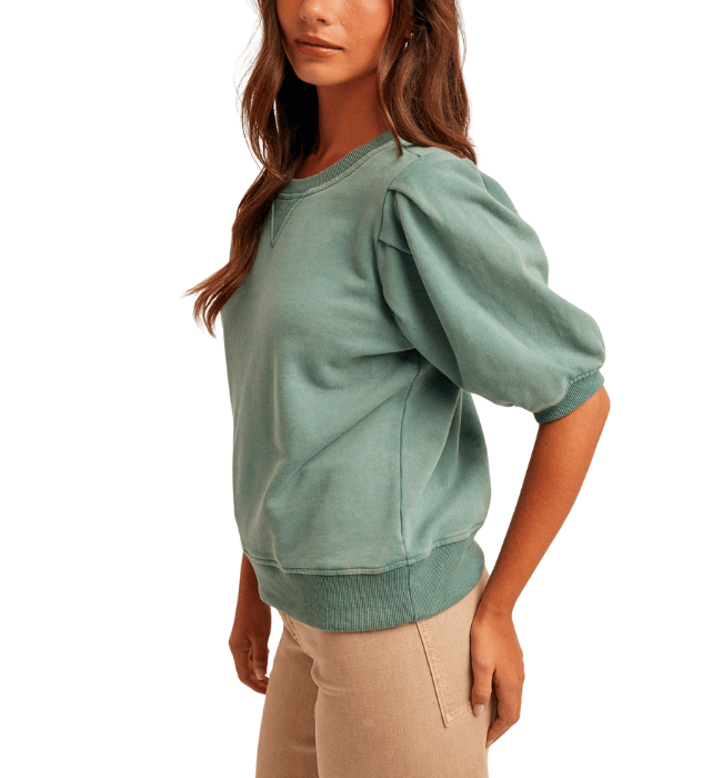 Pleated Puff Sleeve Top