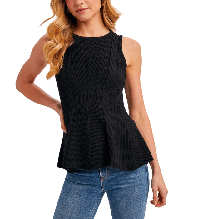 Cari Cable Knit Peplum Top