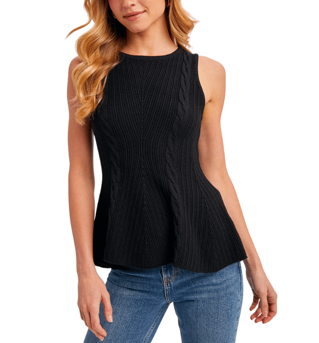 Cari Cable Knit Peplum Top