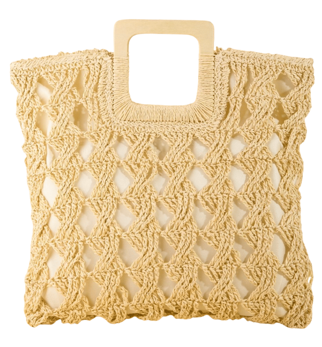 Square Straw Braided Tote Bag