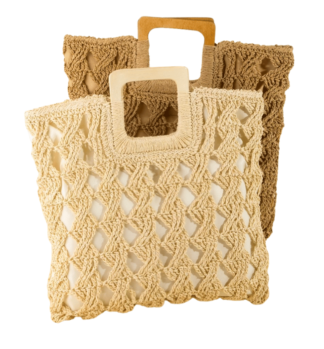 Square Straw Braided Tote Bag