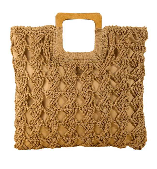 Square Straw Braided Tote Bag