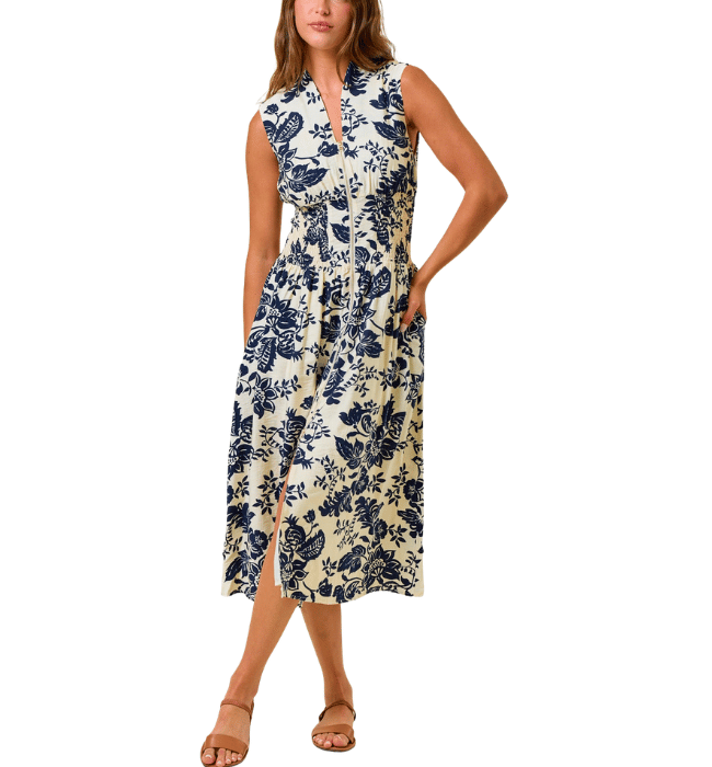 Paisley V-Neck Midi Dress