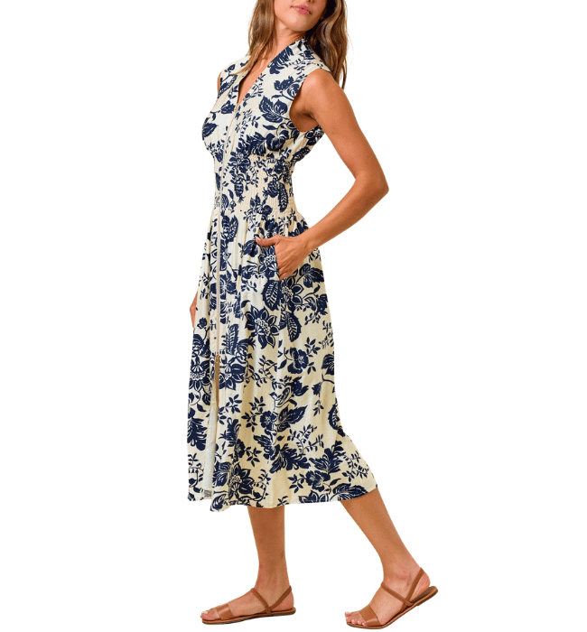 Paisley V-Neck Midi Dress