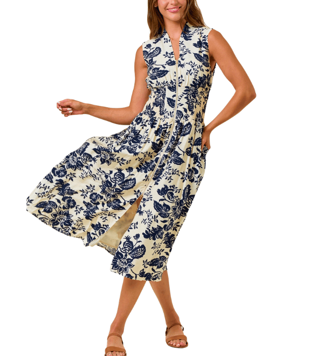 Paisley V-Neck Midi Dress