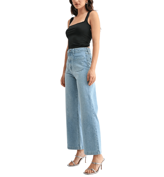 Trinity Patch Pocket Wide Leg Jeans