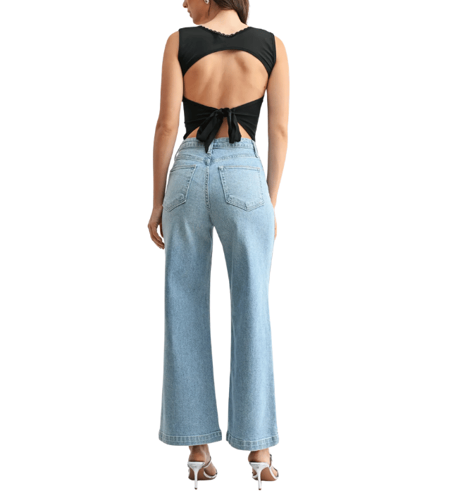 Trinity Patch Pocket Wide Leg Jeans
