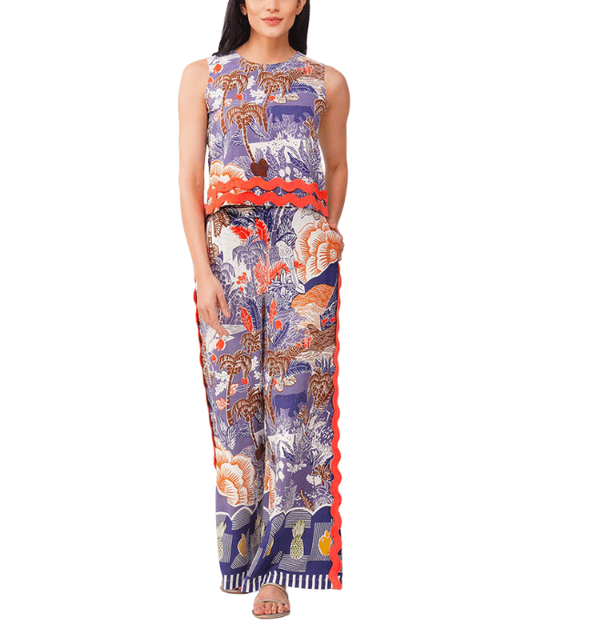 Taste of Blue Tropics Flared Pants