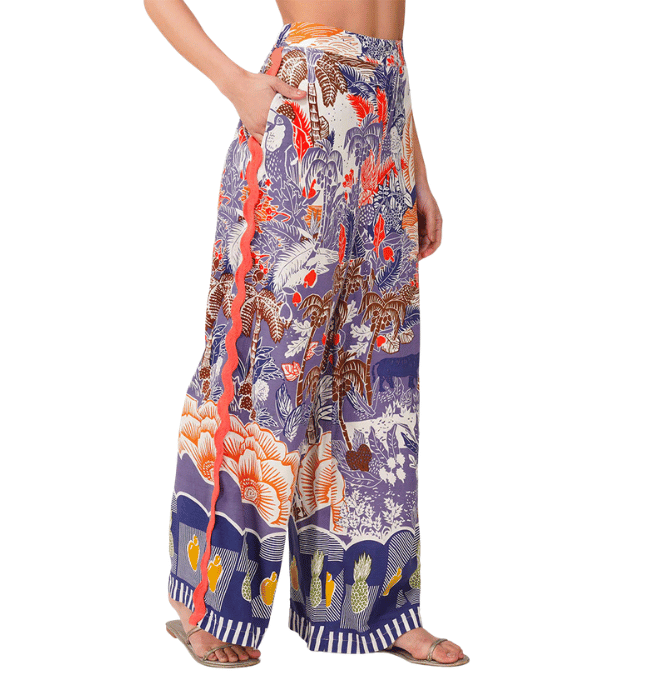 Taste of Blue Tropics Flared Pants