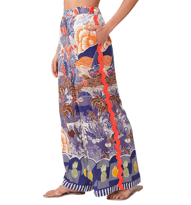 Taste of Blue Tropics Flared Pants