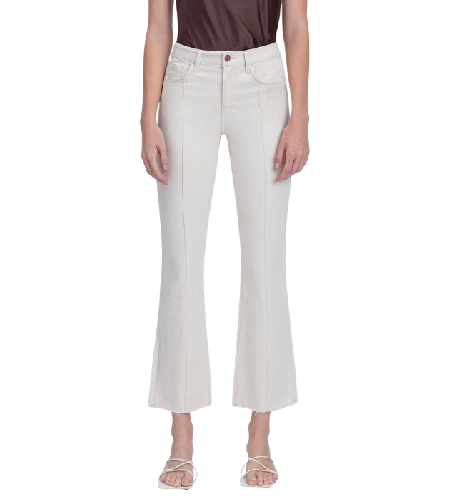 Cream Cropped Bootcut Jeans