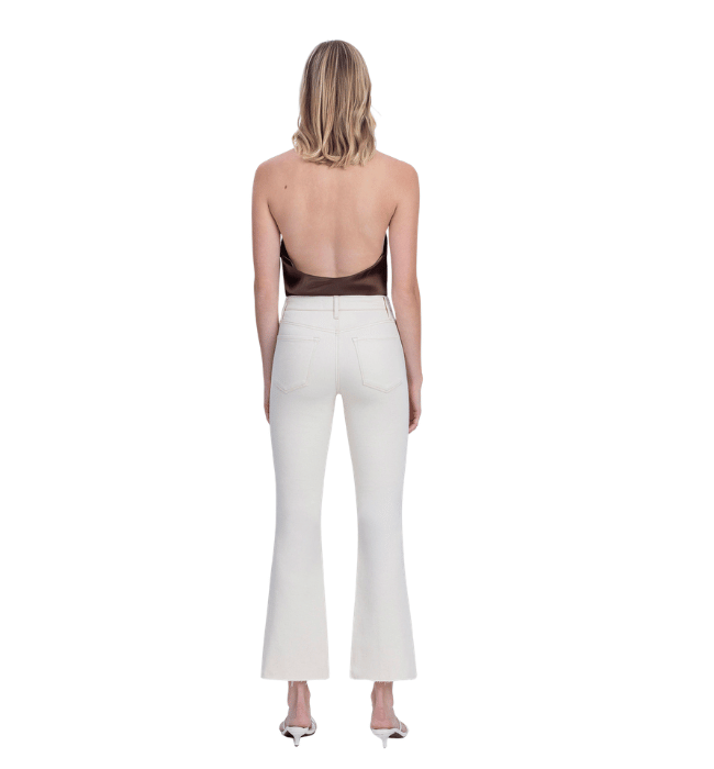 Cream Cropped Bootcut Jeans