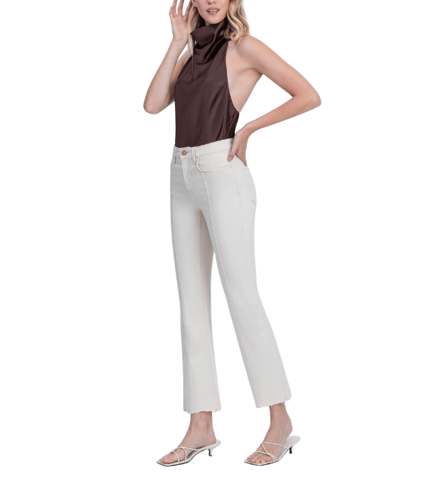 Cream Cropped Bootcut Jeans