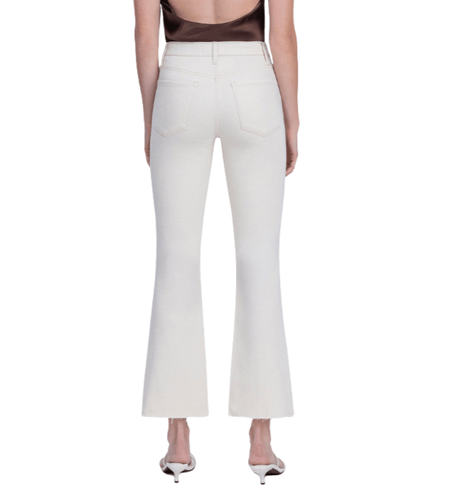 Cream Cropped Bootcut Jeans