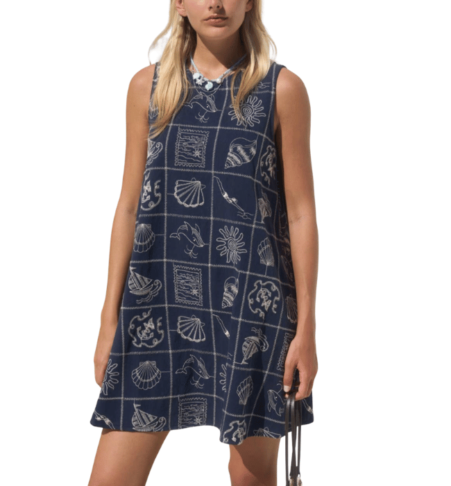 Nautical Embroidered Coastal Dress