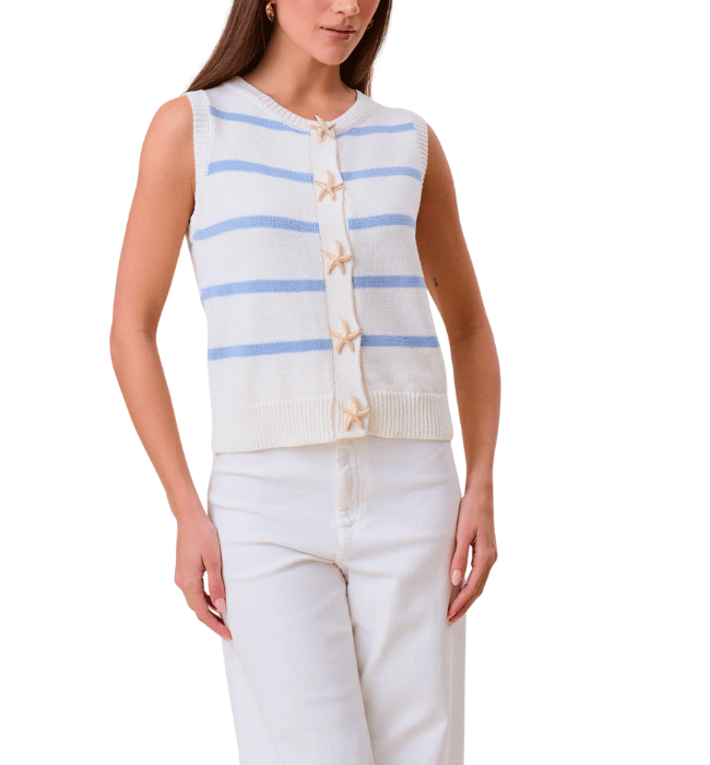 Starfish Button Striped Vest