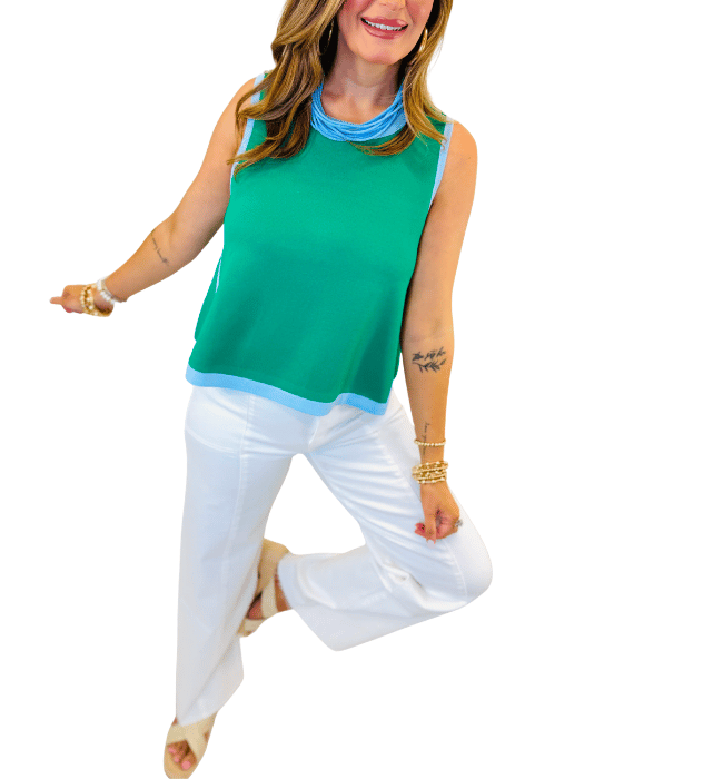 Gail Green Colorblock Top