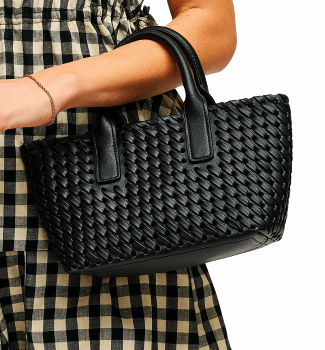Paisley Woven Crossbody Tote Black