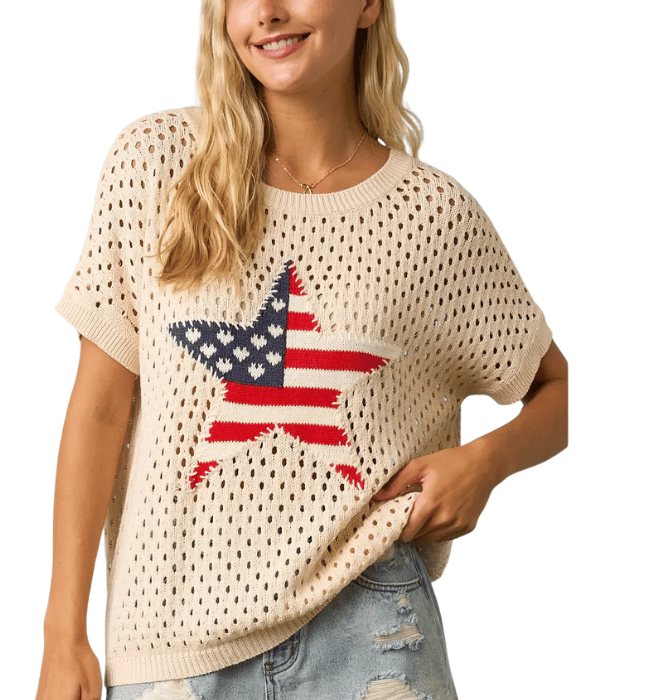 USA Star Knit Top
