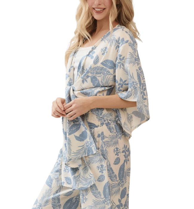 Blue Palm Kimono Cardigan