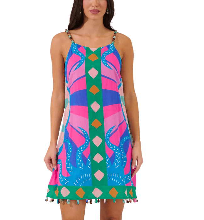 Aurey Beaded Sleeveless Mini Dress Tropical