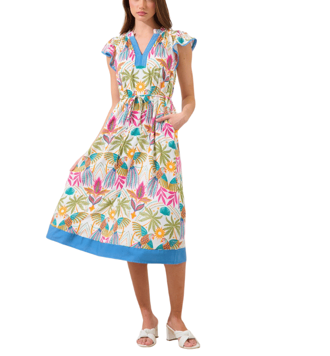 Adelina Shift Midi Dress Tropical
