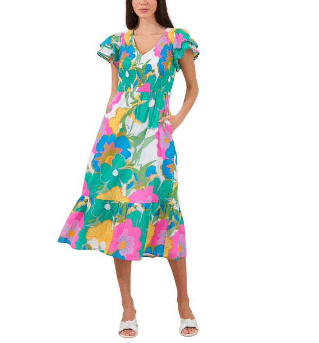 Patte Tiered Midi Dress Floral