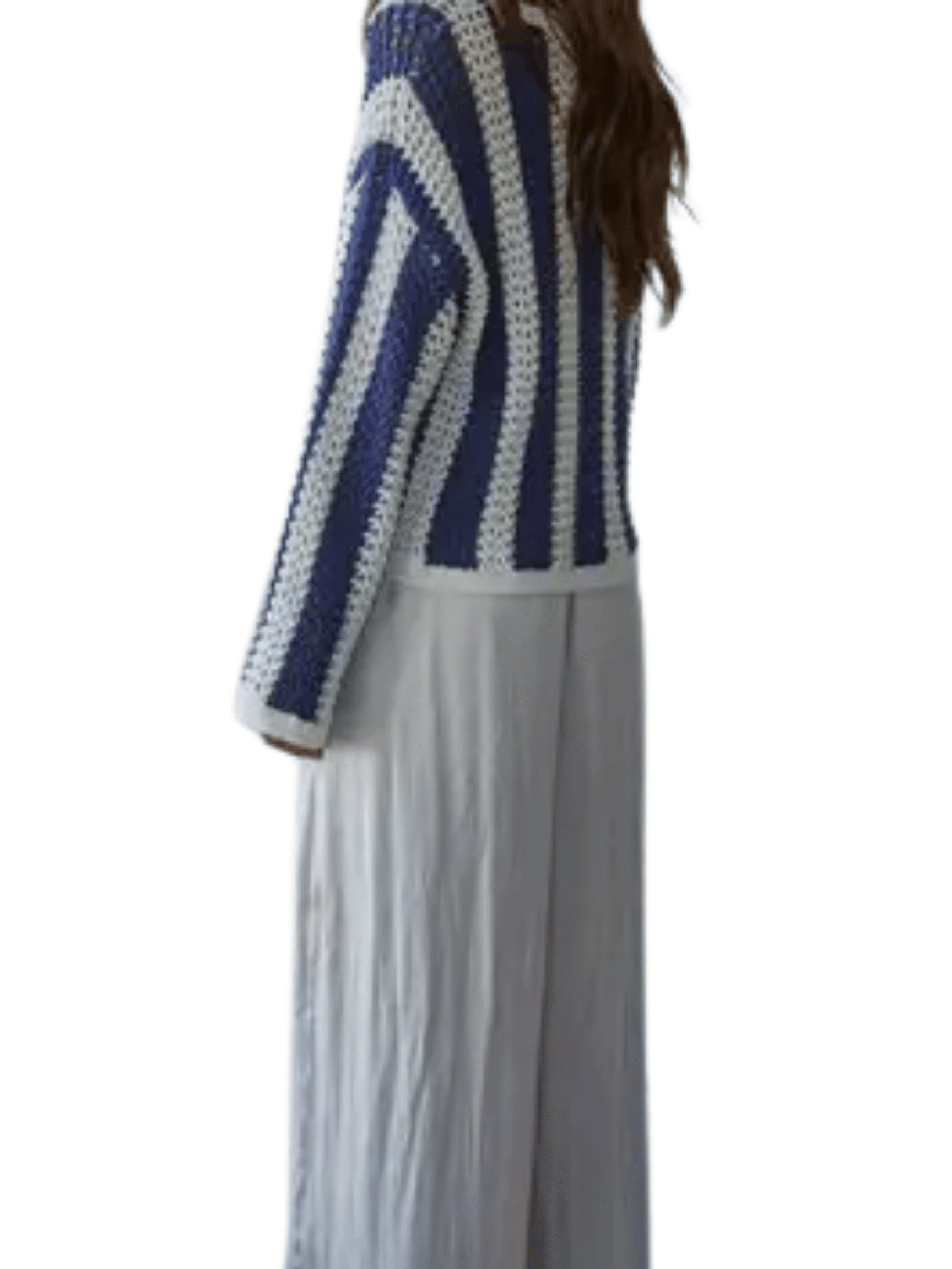 Nautical Striped Open Knit Sweater