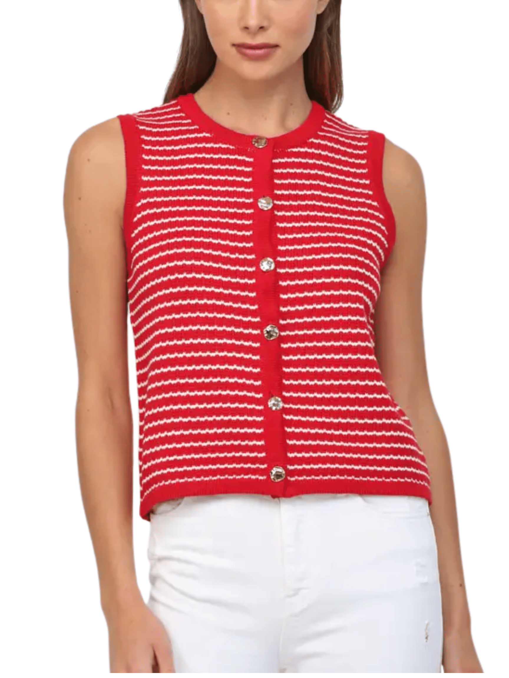 Red + White Striped Vest Top