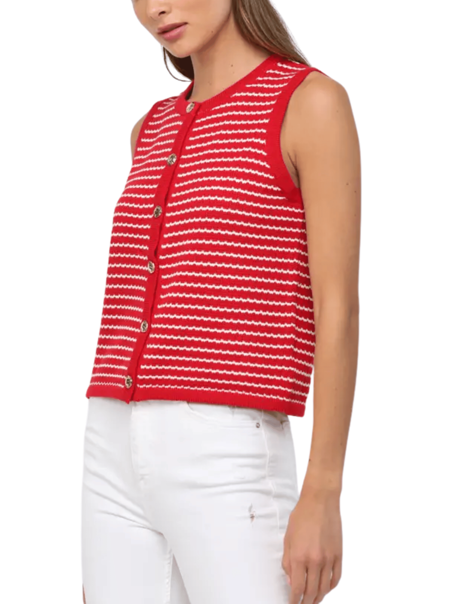 Red + White Striped Vest Top