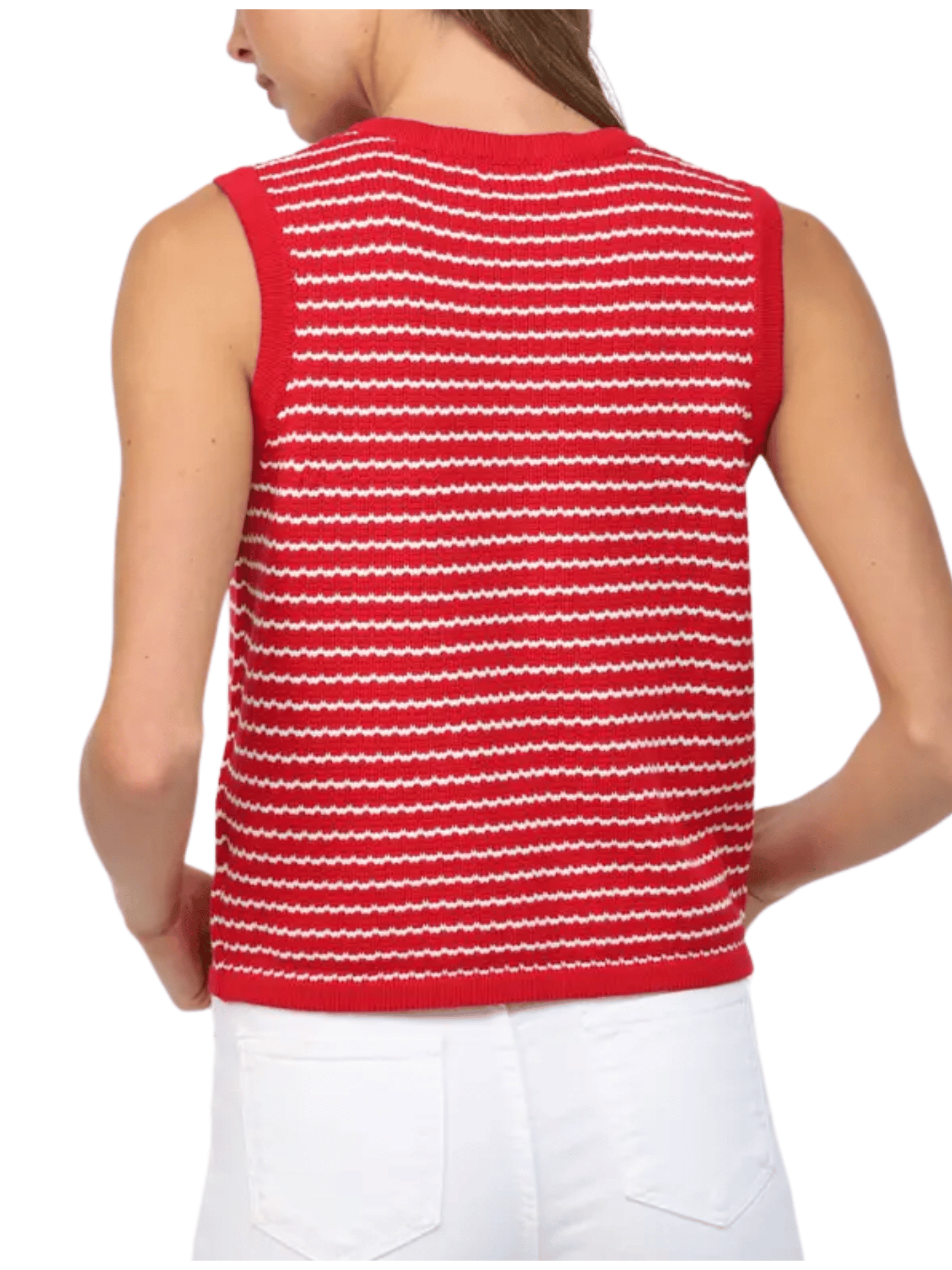 Red + White Striped Vest Top