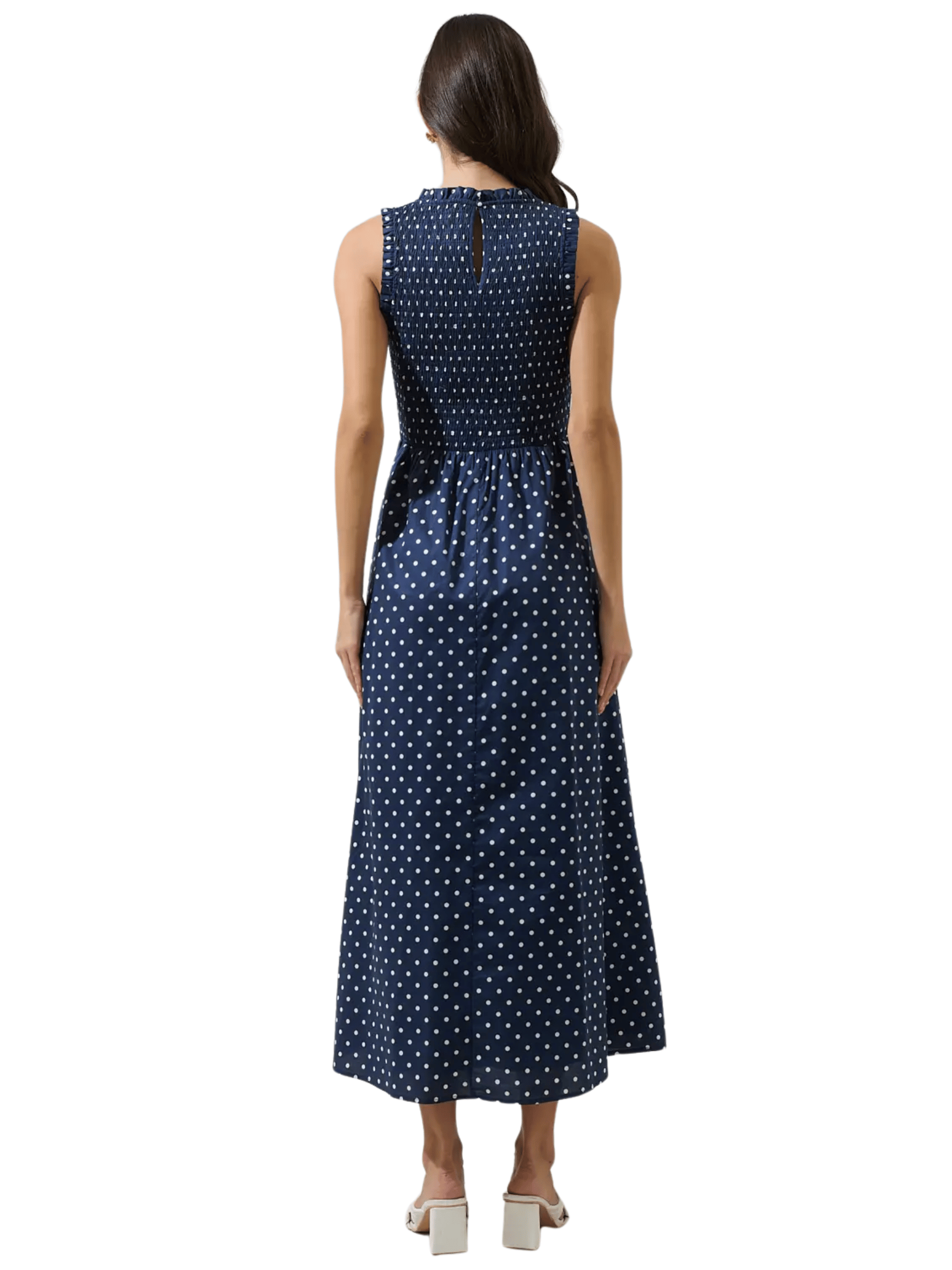Ivany Polka Dot Cecil Smocked Midi Dress