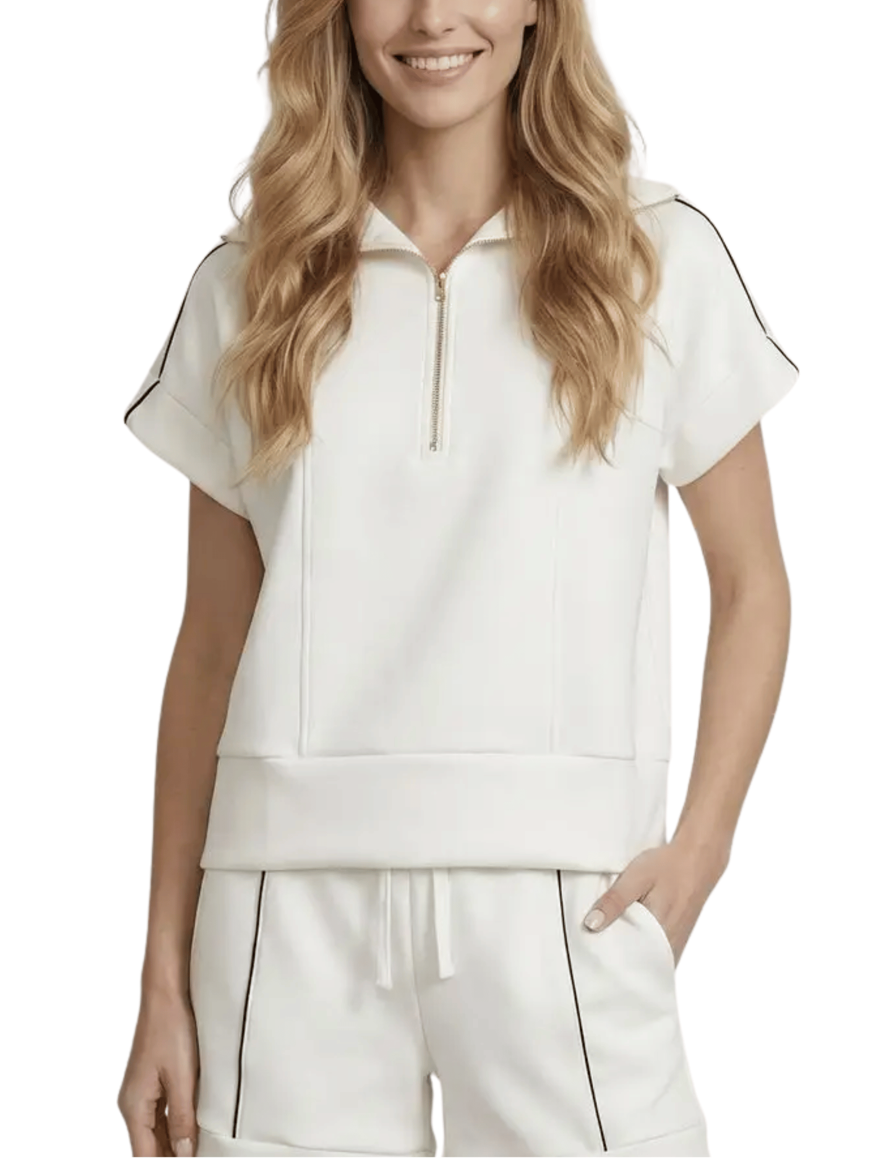 Buttery Brushed Modal Piping Detail Top