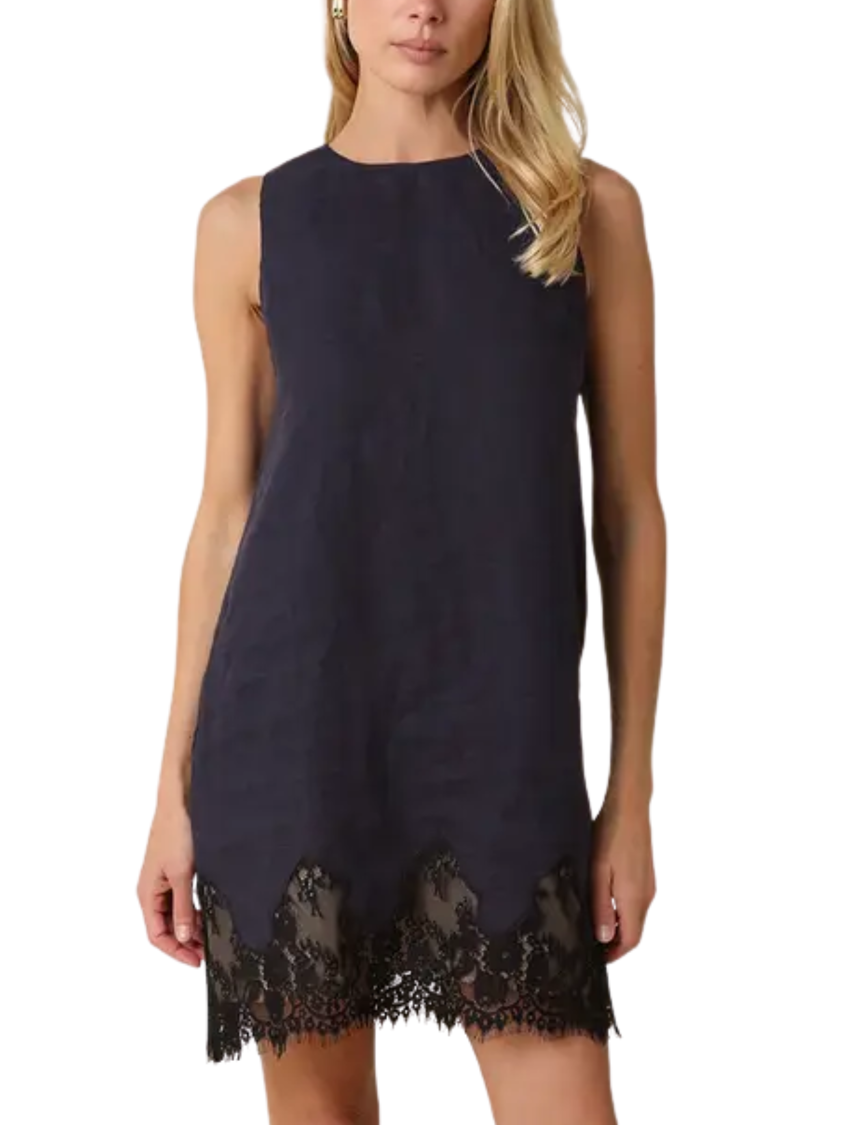 Joey Lace Hem Linen Mini Dress