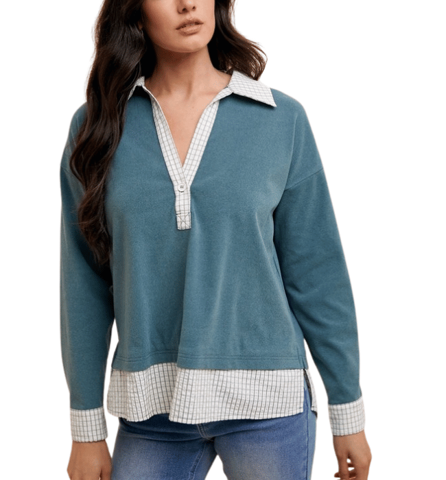 Misty Teal Layered Top