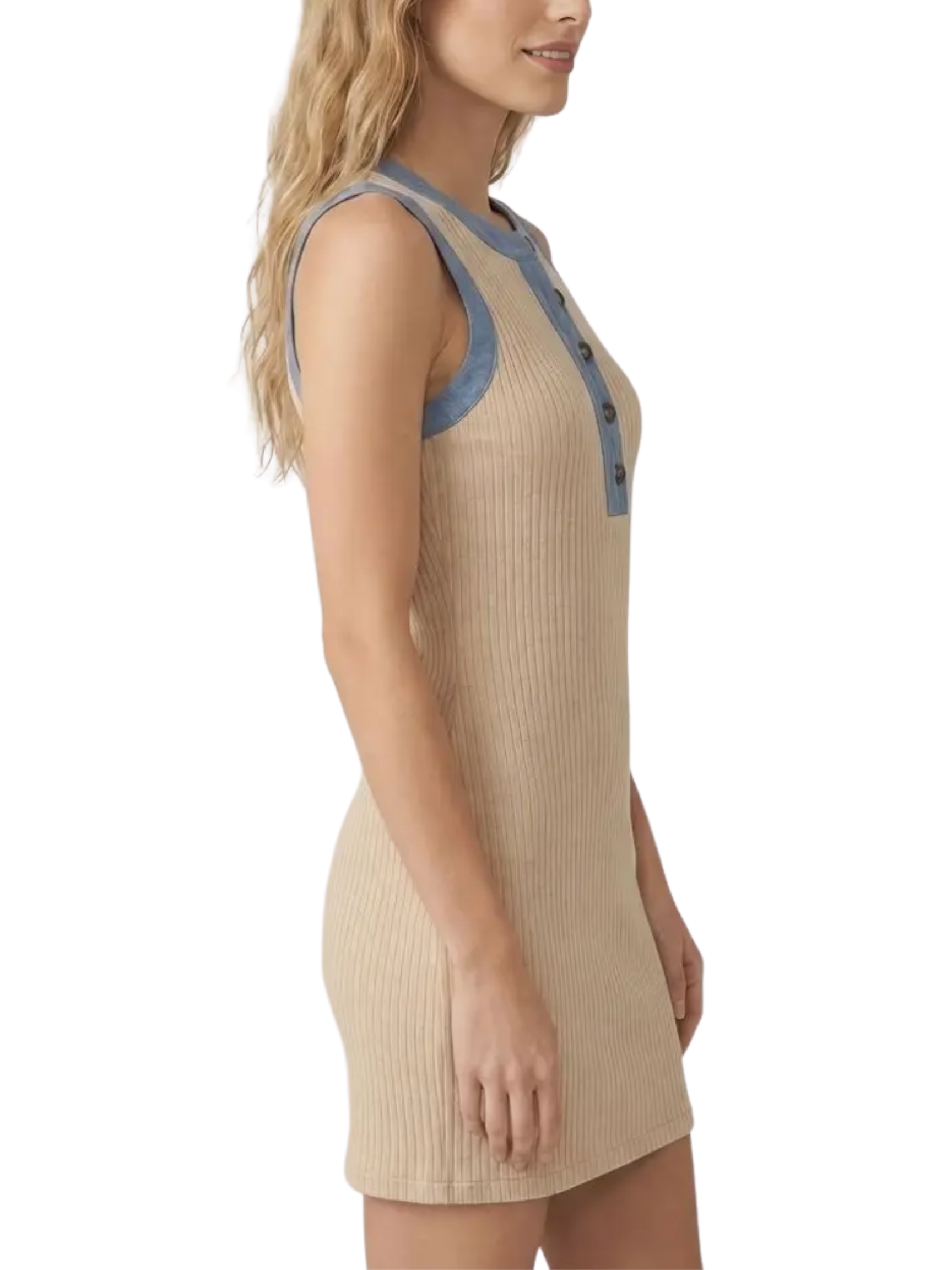 Lisha Denim Mixed Mini Dress