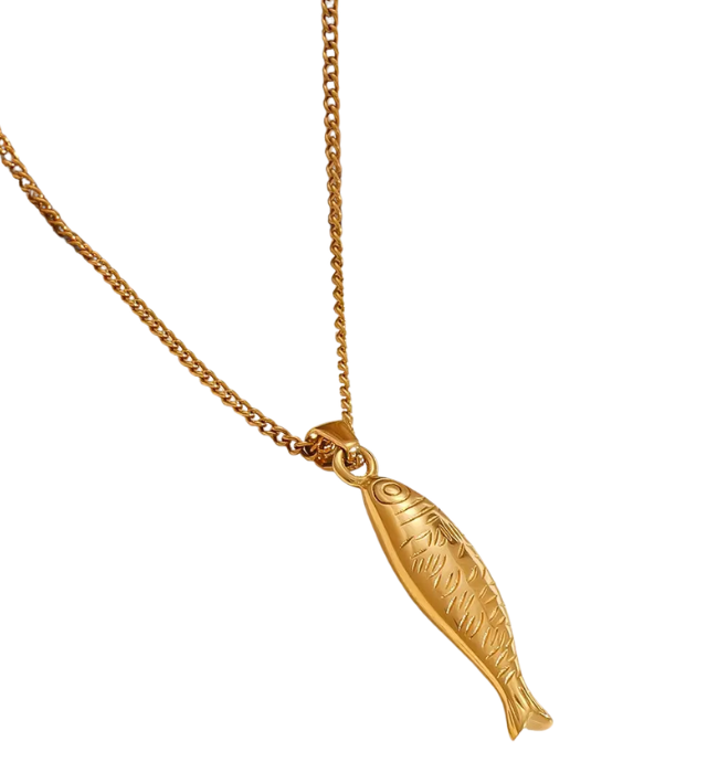 18K Stainless Steel Tarnish Free Fish Necklace