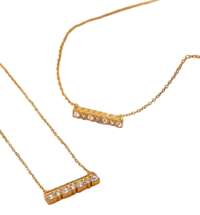 18K Stainless Steel Tarnish Free Bar Necklace