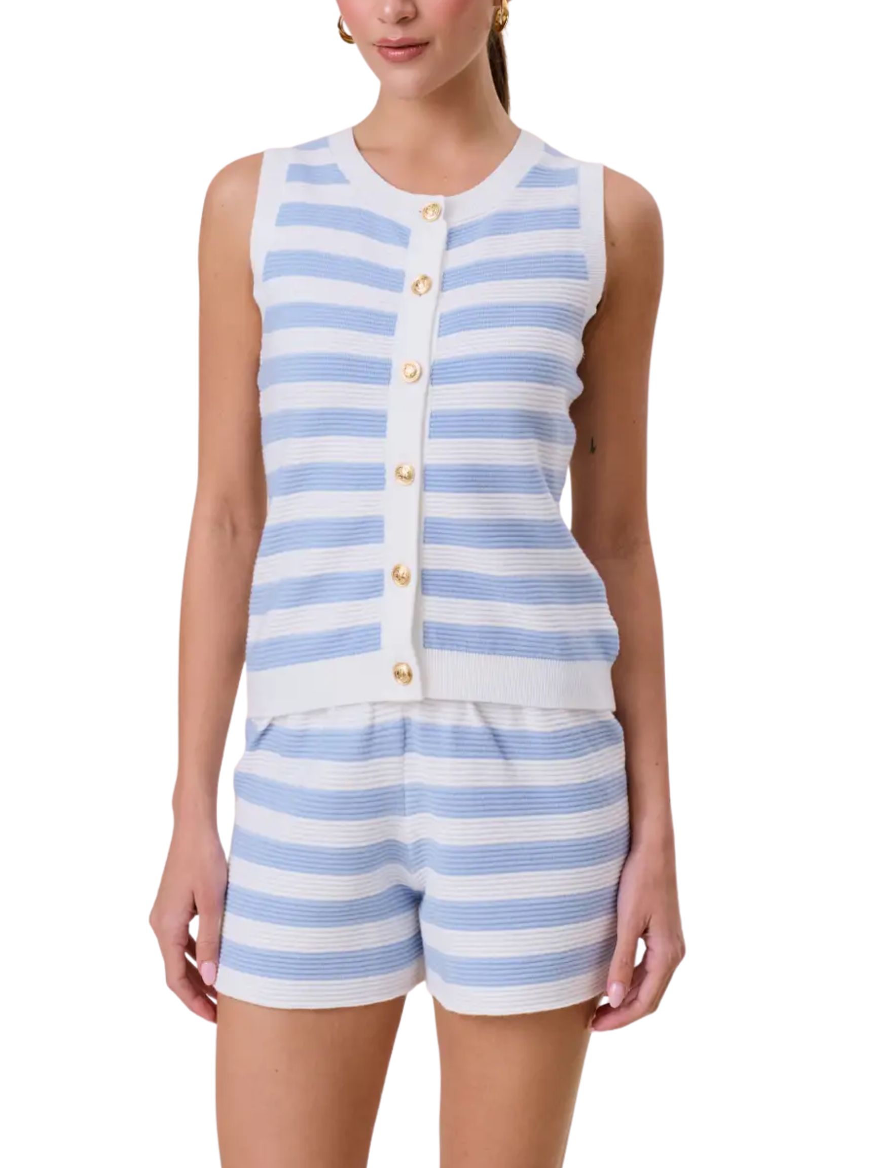 Adaleigh Striped Button Top